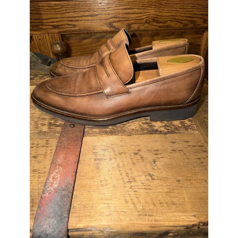 Johnston & Murphy Collection Italy Made Cormac Penny Loafers Size 10.5 Calfskin